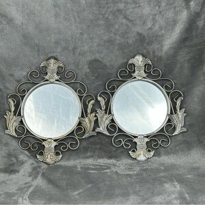 VTG Home Interiors Mirrors Hollywood Silver Regency Fleur De Lis‎ Acanthus Leaf